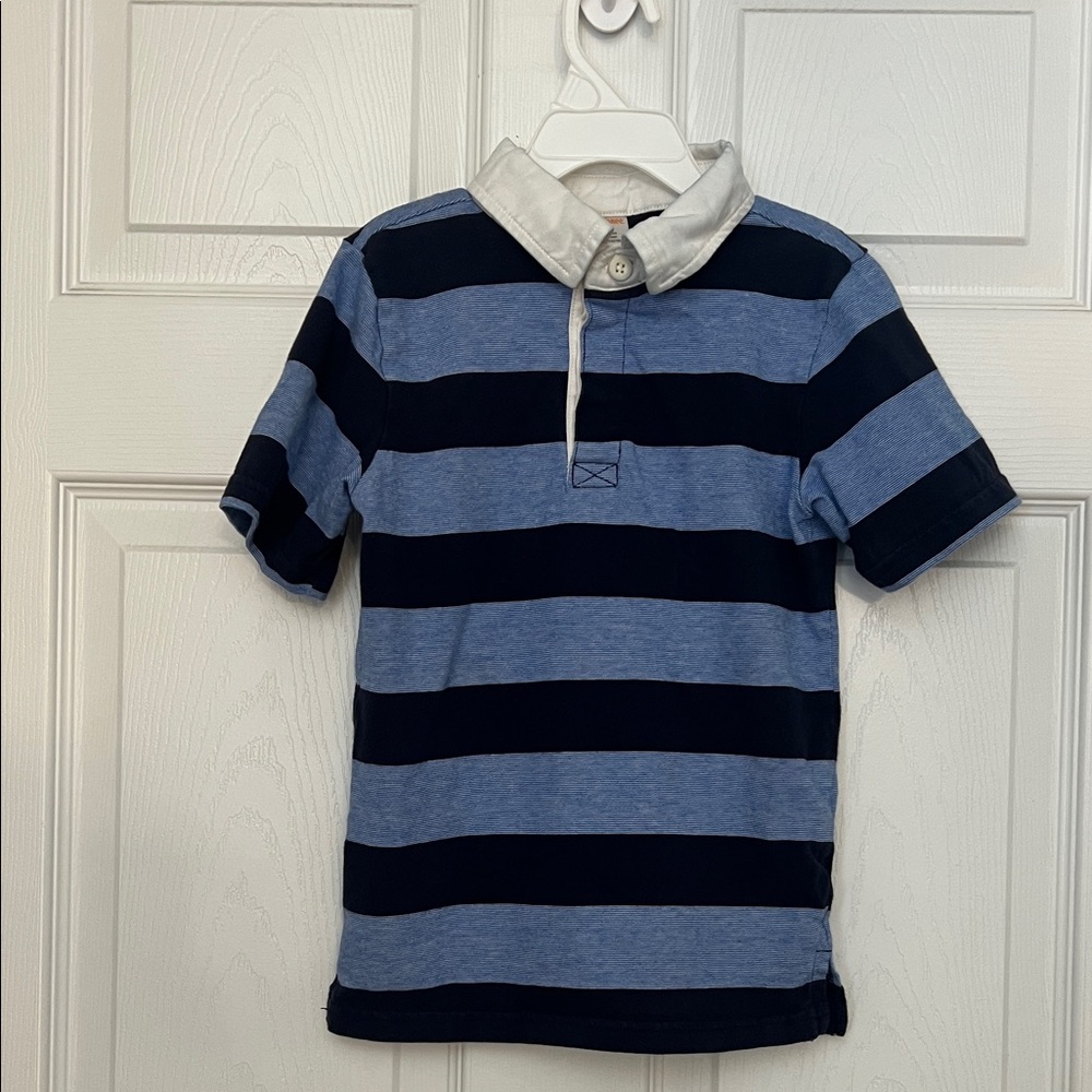 Striped Blue and White Kids Polo Shirt Size 5T
